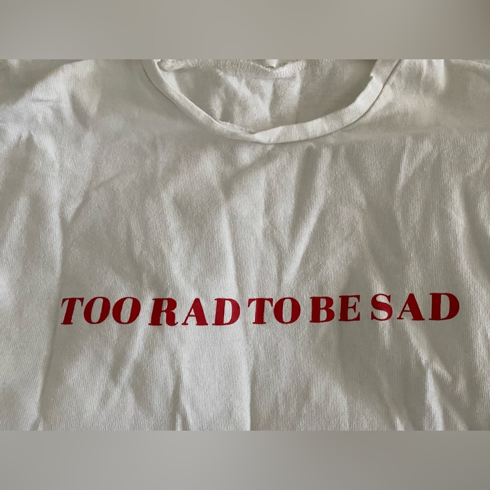 Étophe Studios “Too Rad To Be Sad” Vintage White T Shirt Size M Retail $50.00